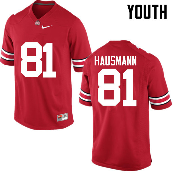 Youth Ohio State Buckeyes #81 Jake Hausmann College Football Jerseys Game-Red